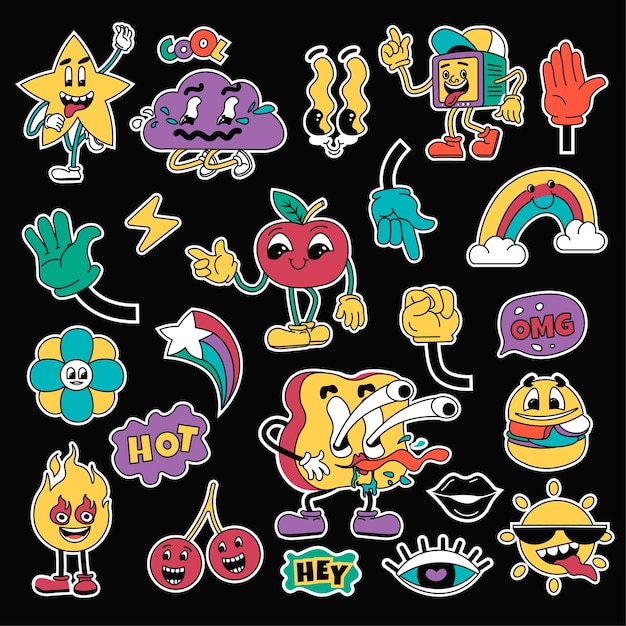 Stickers y parches emoticonos y packs de emojis