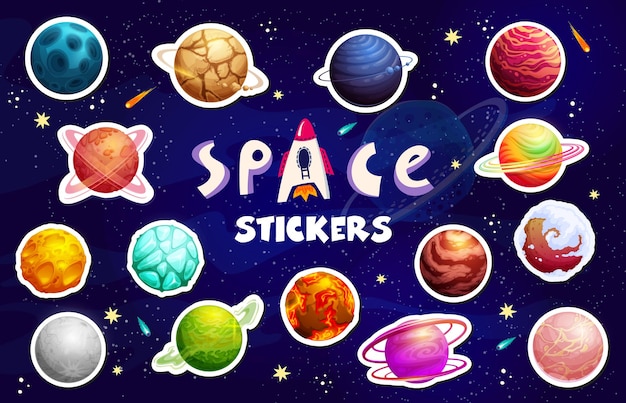 Stickers de planetas y estrellas de galaxias alienígenas