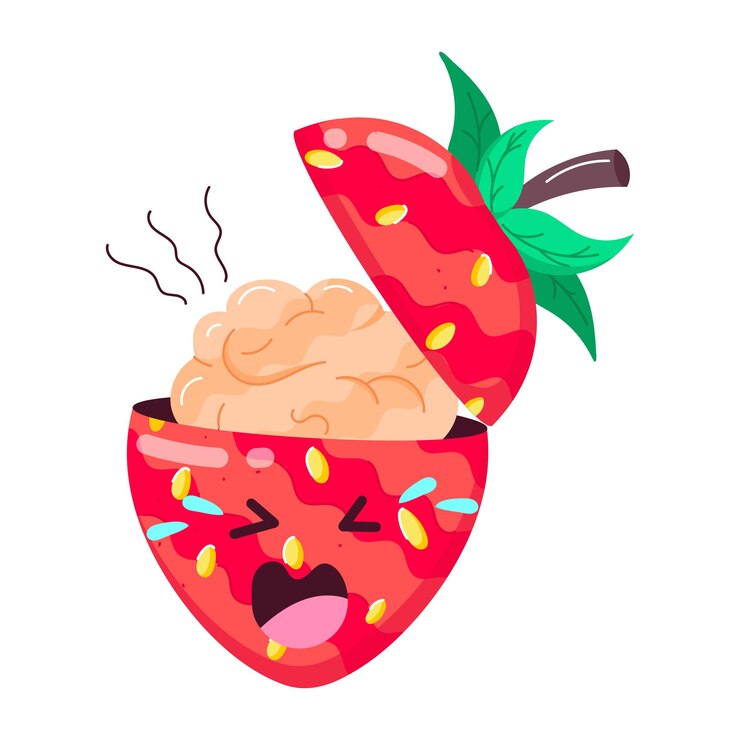 Vector stickers planos de frutas de fresa
