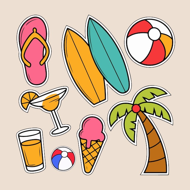 Stickers para las vacaciones de verano en la playa