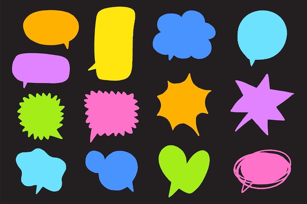 Sticky Note Washi Tape Post it Speech Comic Bubble Doodle Paper Sticker Scrapbook Flat Vector Set