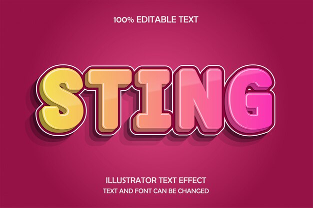 Sting, efecto de texto editable en 3d estilo de relieve de sombra en 3d