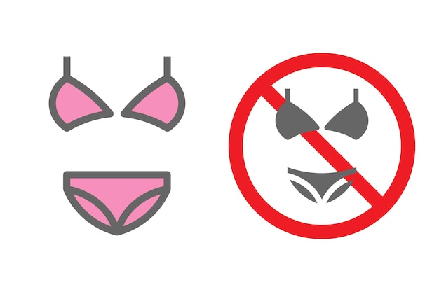 stock de icono vectorial de bikini y bikini prohibido