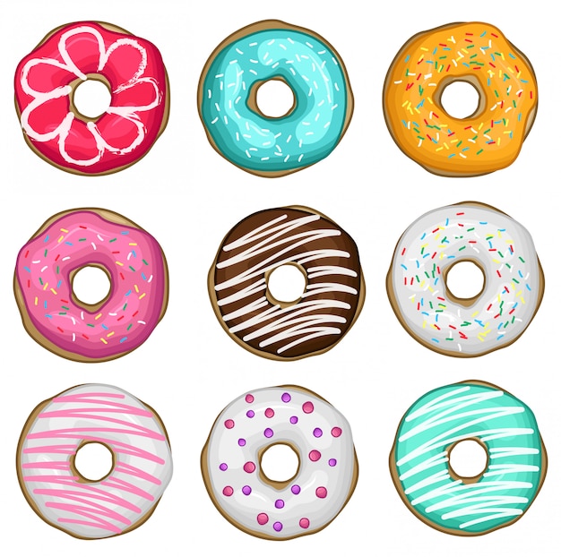 Stock vector conjunto de donuts