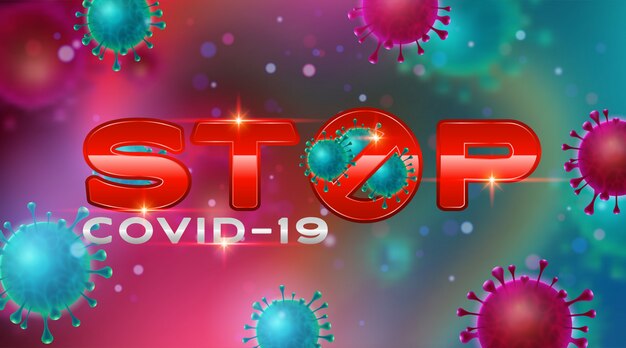 Stop Covid-19 Sign & Symbol, Illustration concept coronavirus COVID-19. ilustración