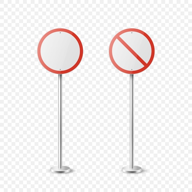 Stop Vector blanco y rojo redondo brillante Prohibición de señal de parada Icono Establezca señal de advertencia de peligro