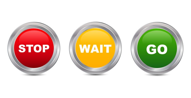 Vector stop wait go glossy button, ilustración vectorial