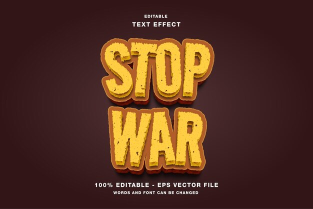 Stop war 3d efecto de texto editable