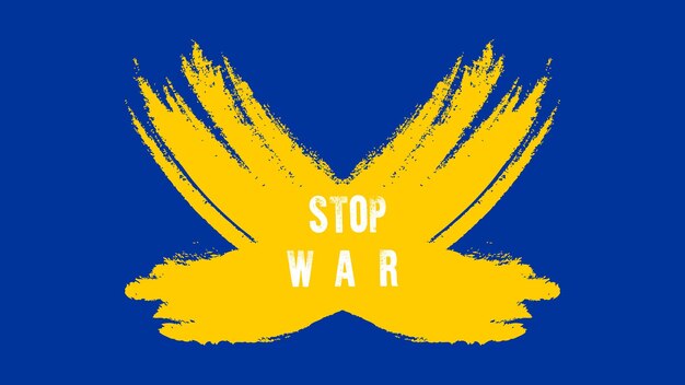 Vector stop war ucrania guerra conflicto ucrania rusia guerra ilustraciones vectoriales en color azul y amarillo