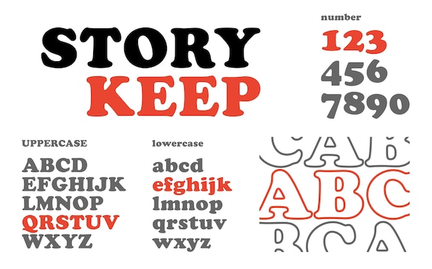 Vector story keep tipografía de fuente de alfabeto abstracto moderno fuente futurista de moda creativa