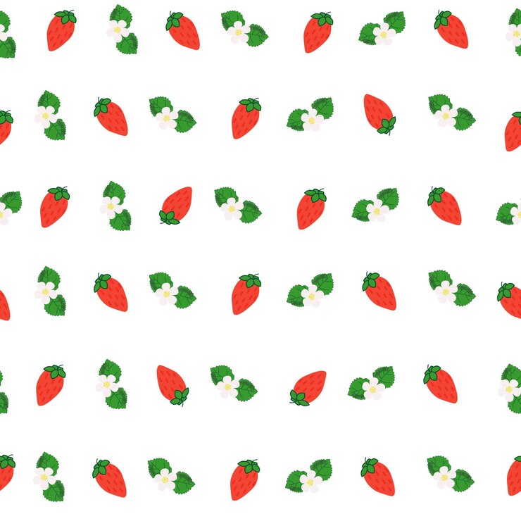 Strawberry and floral seamless pattern