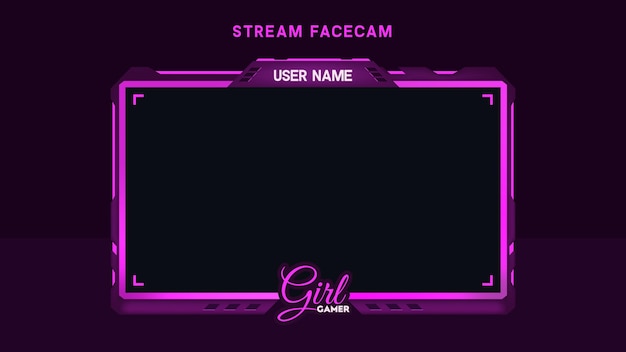 Stream superposición rosa facecam vector ilustración para chica jugador