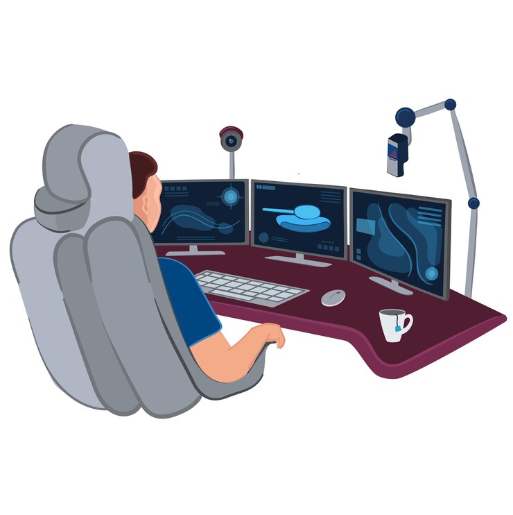 Vector streamer de videojuego de ilustración vectorial jugando en el juego.