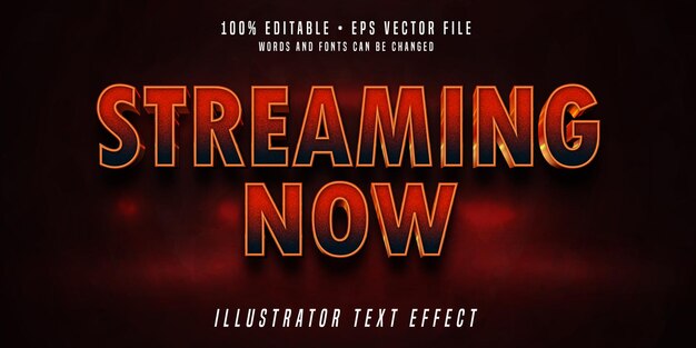 Streaming ahora efecto de texto 3d futurista