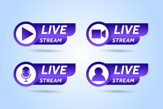 Streams vectoriales en vivo gratuitos banderas de noticias estilo gradiente