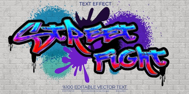 Street Fight Text Cartoon Graffiti Plantilla Editable 3d Vektor Text Effect