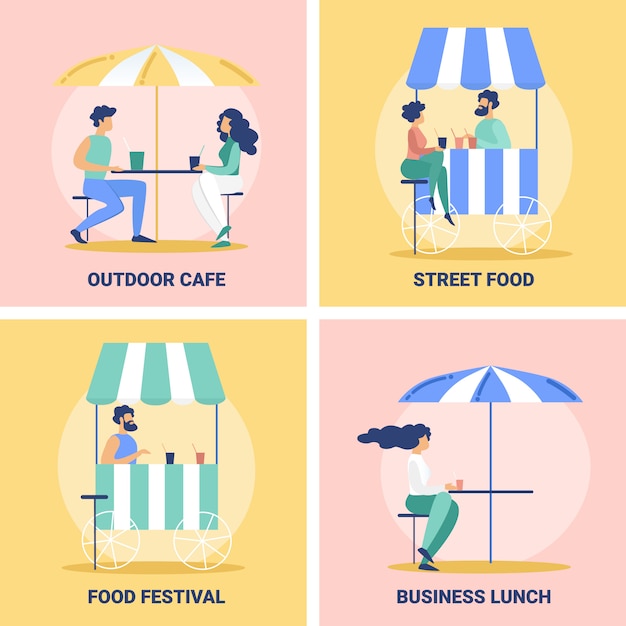 Street food cafe, set de banners del festival