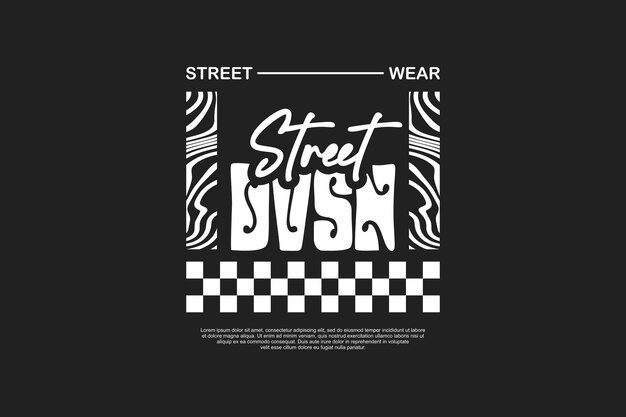 Street Rush Streetwear T-shirt cartel de activos vectoriales y impresión de camisetas