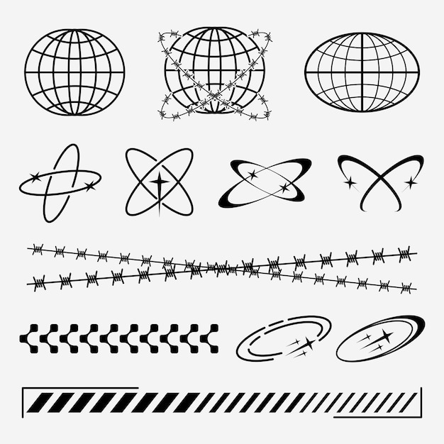 Streetwear Moda Elementos de diseño retro elemento de diseño futurista incluyen globos espina forma abstracta