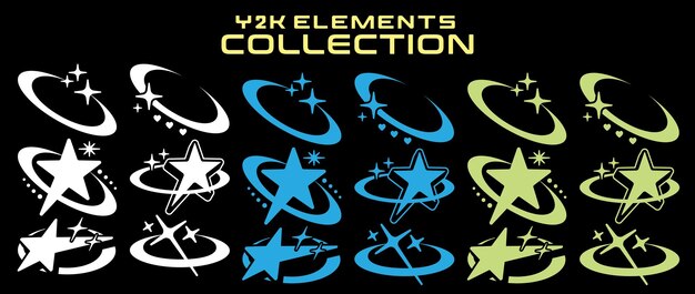 Streetwear y2k conjunto de activos gráficos Rave ácido retro elementos futuristas para citas de eslogan
