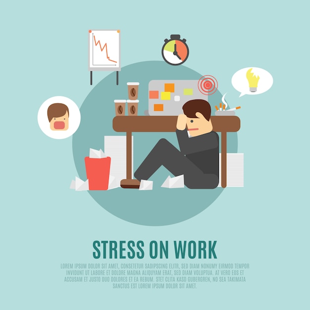 Vector stress on work flat icon