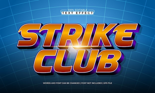 strike club editable text effect with a sport and team text style