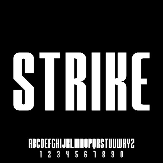 STRIKE fuerte estilo de fuente militar deportivo conjunto vectorial alfabético