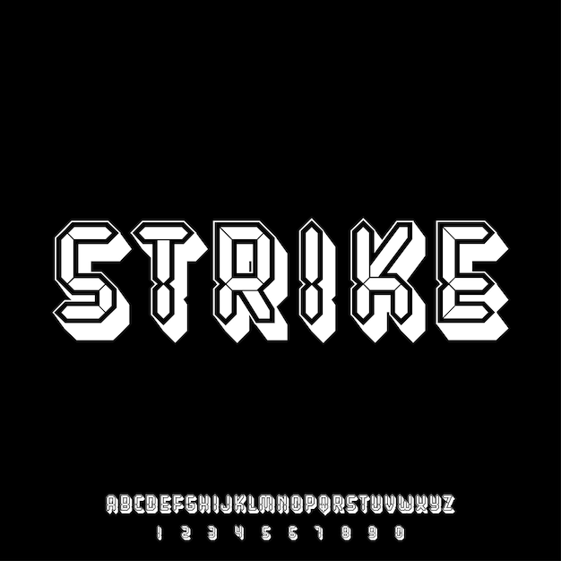 STRIKE fuerte estilo de fuente militar deportivo conjunto vectorial alfabético