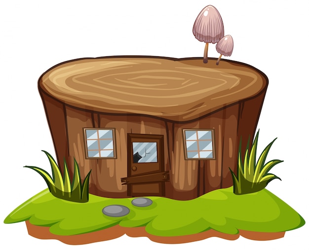 Stump árbol con puerta y ventanas