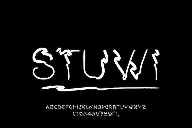 STUWI FONT VECTOR PANTALLA CEPILLO MAYÚSCULAS ESCRITURA A MANO SERPIENTE EDITABLE