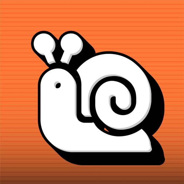 Stylish Black and White Snail Icon with Customizable Orange Background