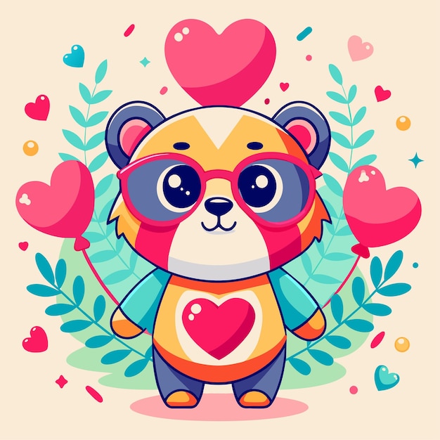 Vector stylish cute bear valentine gafas de sol modernas y de buen diseño archivo vectorial