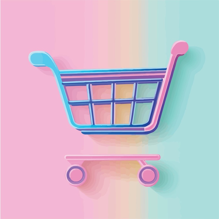 Vector stylish pastel vector icon del carrito de compras para la ilustración vectorial de comercio
