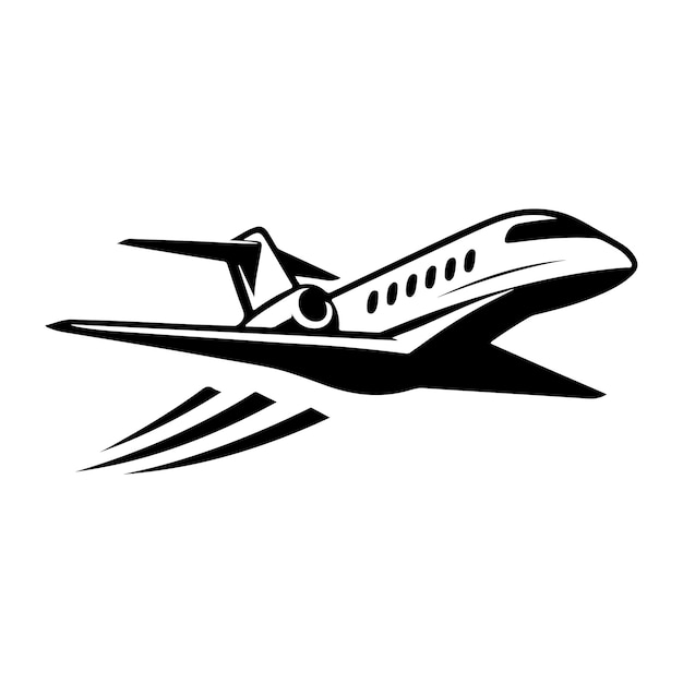 Stylish Private Jet Silhouette Icono vectorial para diseños elegantes
