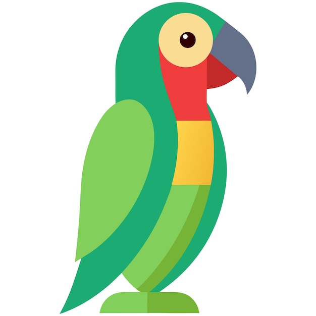 Stylized Green Parrot in Profile