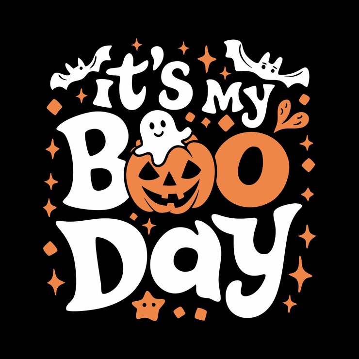 Su día de Boo Halloween caligrafía con calabazas letras de fondo diseño de camiseta