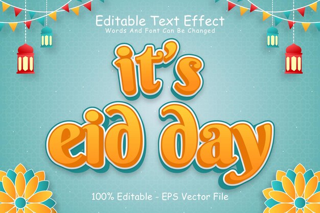 Su Eid Day Editable Text Effect 3 Dimension Relieve Estilo moderno