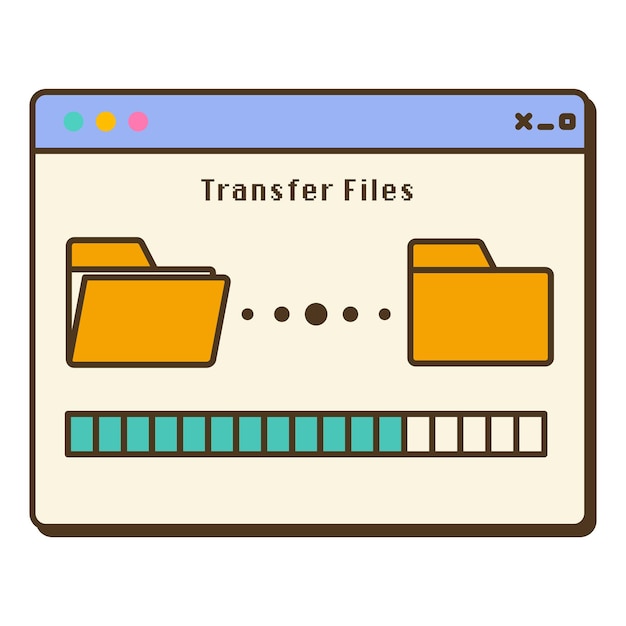 Su imagen es una ilustración retrostyled de una transferencia de archivos diseñado para parecerse a una ventana de navegador web de la vieja escuela
