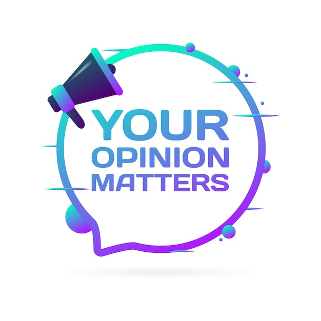 Su opinión importa burbuja ícono de megáfono púrpura plano su opinión importa ícono vectorial
