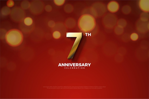 su séptimo aniversario con un número dorado y una sombra que atraviesa el número