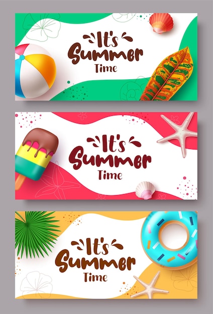 Su texto de saludo de verano en colorido fondo abstracto clip art con elementos de playa