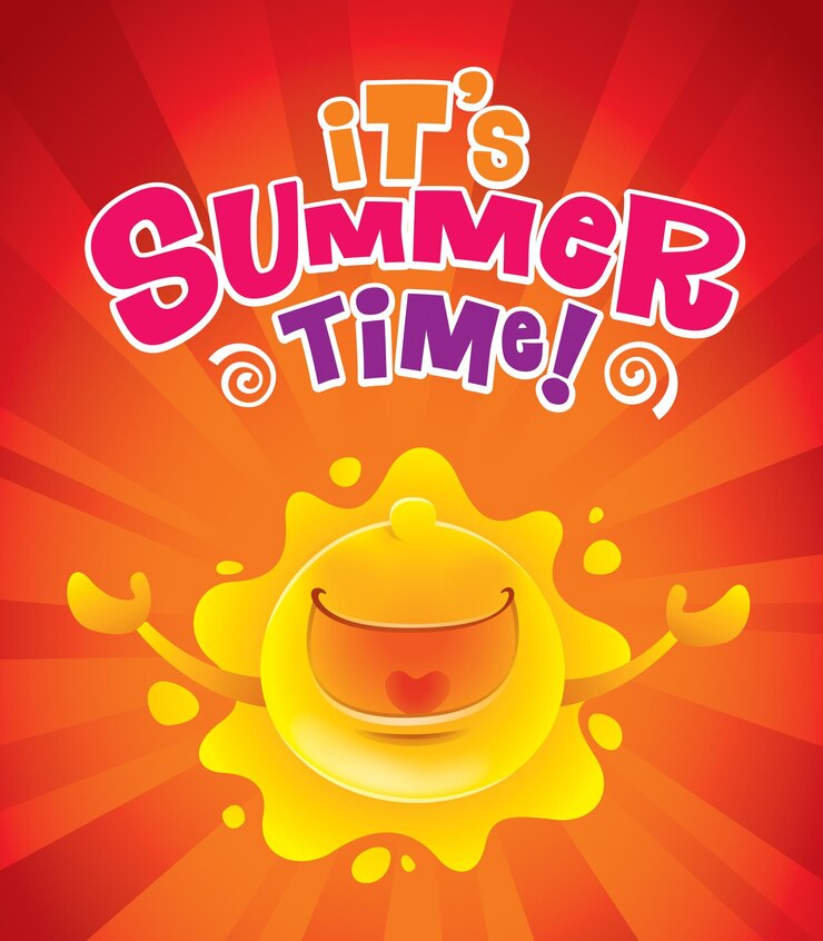 Vector su tiempo de verano póster de verano con fondo de rayas retro