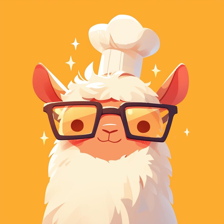 Vector un suave chef llama al estilo de las caricaturas