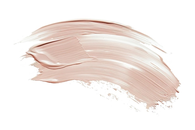 Un suave trazo de pincel de color neutro en rosa claro o beige sobre un fondo blanco aislado para representar