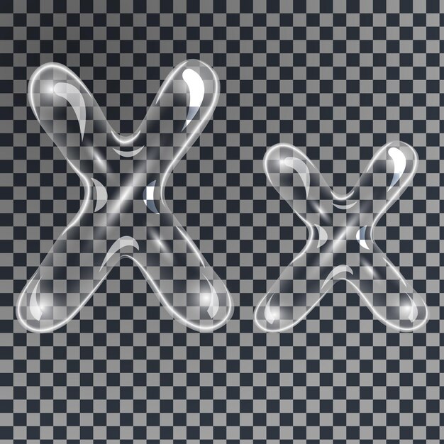 Suaves burbujas bajo el agua o de jabón en forma de letra X en tonos grises sobre un vector de fondo transparente