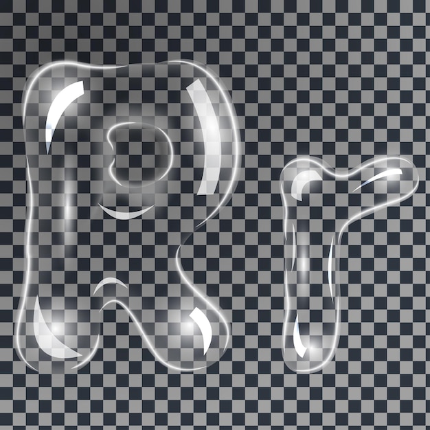 Vector suaves burbujas de jabón o bajo el agua en forma de letra r en tonos grises en un vector de fondo transparente