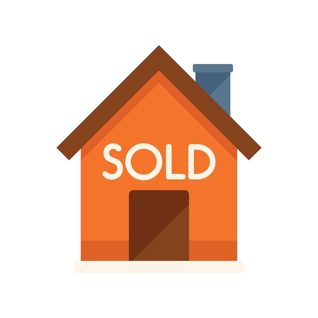 Subasta de casa vendida icono vector plano Precio de venta Proceso de financiación aislado