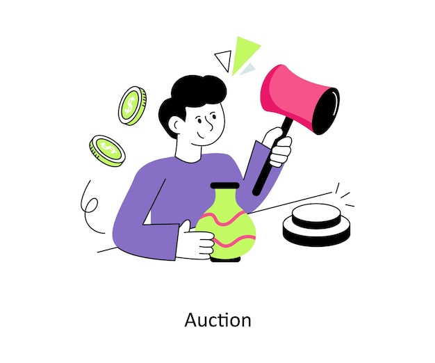 Subasta Diseño de estilo plano Ilustración vectorial Ilustración de stock