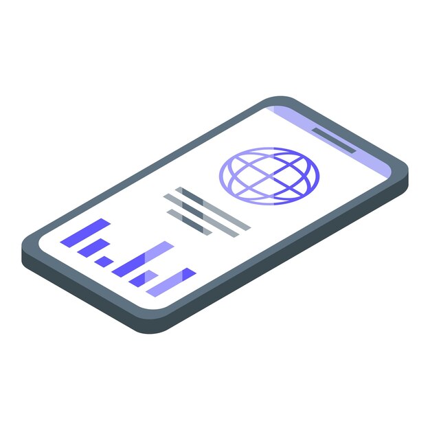 Subcontratar icono de teléfono inteligente global Isométrico de subcontratar icono de vector de teléfono inteligente global para diseño web aislado sobre fondo blanco