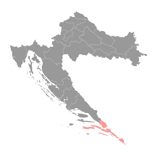 Vector subdivisiones del mapa del condado de dubrovnik neretva de croacia ilustración vectorial